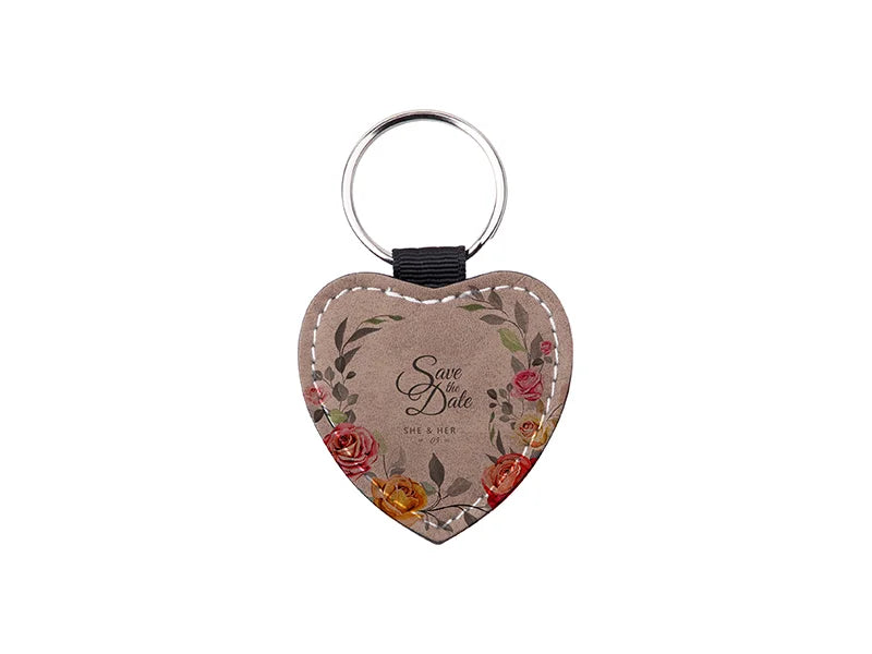 Sublimation PU Leather Key Chain (Gray, Heart)