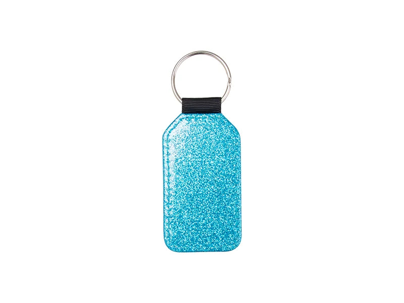 Sublimation Glitter PU Leather Key Chain (Barrel, Blue)