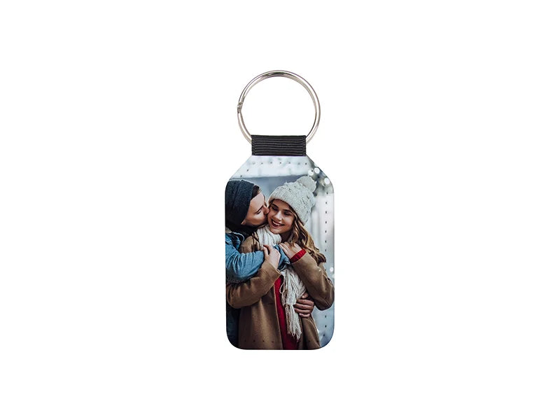 Sublimation Glitter PU Leather Key Chain (Barrel, Blue)
