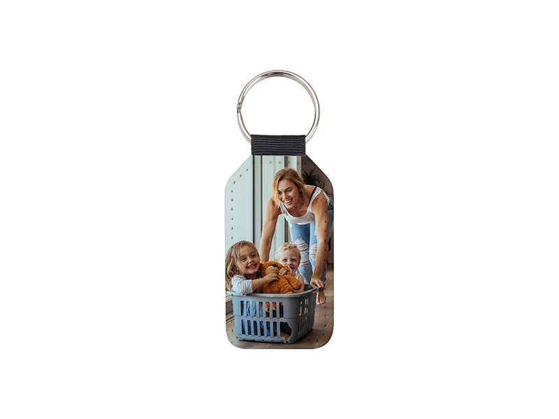 Sublimation Glitter PU Leather Key Chain(Barrel, Black)