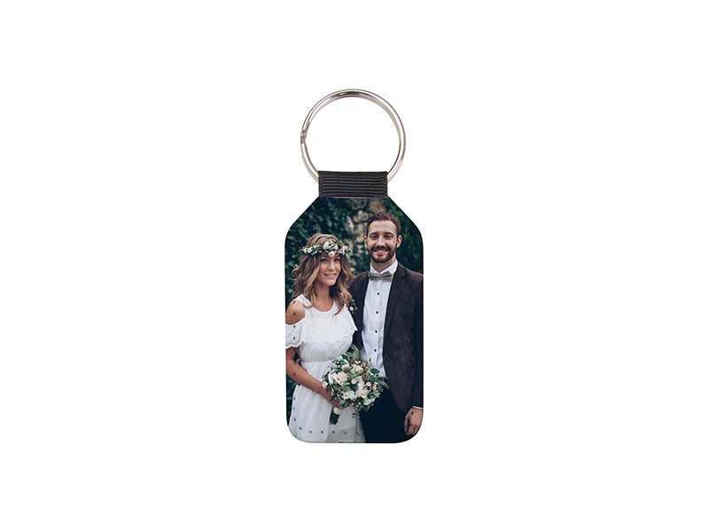 Sublimation Glitter PU Leather Key Chain (Barrel, Pink)