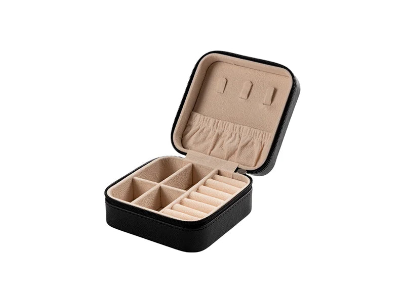 Sublimation Blanks PU Jewelry Box w/insert (10*10*5cm,Black)