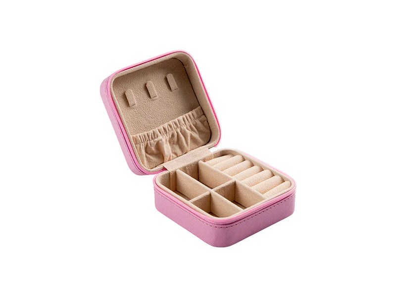 Sublimation Blanks PU Jewelry Box w/insert (10*10*5cm,Pink)