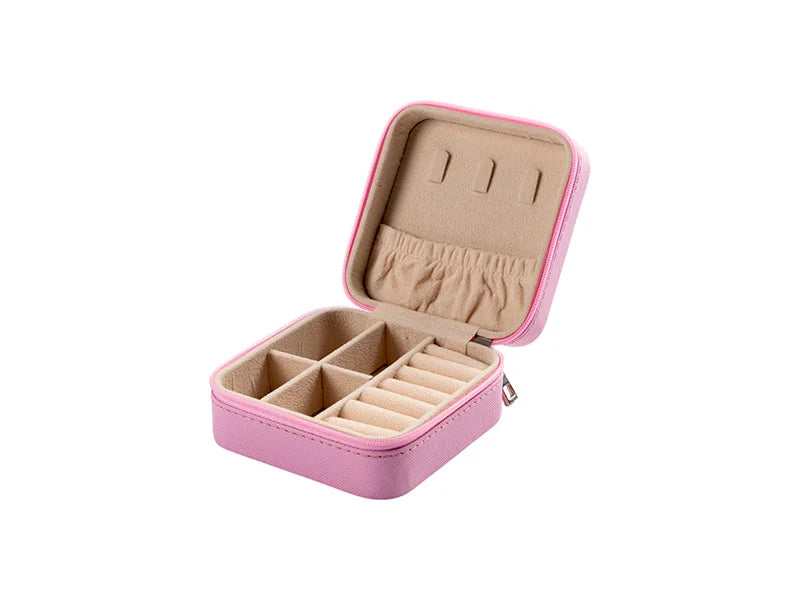 Sublimation Blanks PU Jewelry Box w/insert (10*10*5cm,Pink)