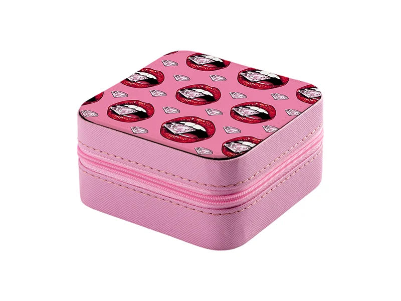 Sublimation Blanks PU Jewelry Box w/insert (10*10*5cm,Pink)