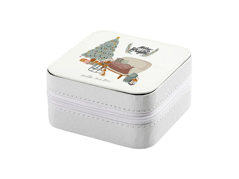 Sublimation Blanks PU Jewelry Box w/insert (10*10*5cm,White)
