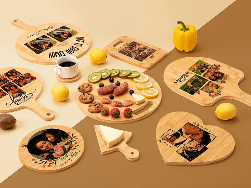 Sublimation Blank Round Bamboo Cutting Board with Handle