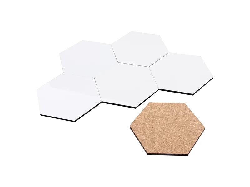 Sublimation Hexagon Coaster with Cork Back - 11cm