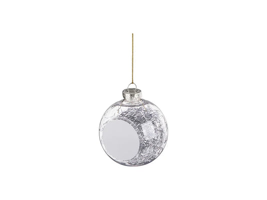 Sublimation 8cm Plastic Christmas Ball Ornament w/ Silver String (Clear)