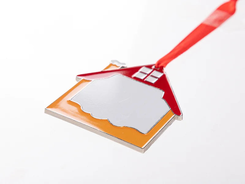3” Sublimation Blank Red House Metal Ornament