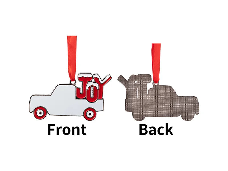 3” Sublimation Blank Christmas JOY Truck Metal Ornament