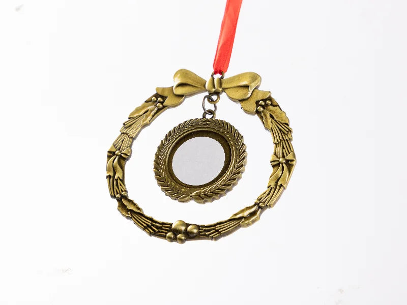 Round Wreath Metal Ornament(Gold)