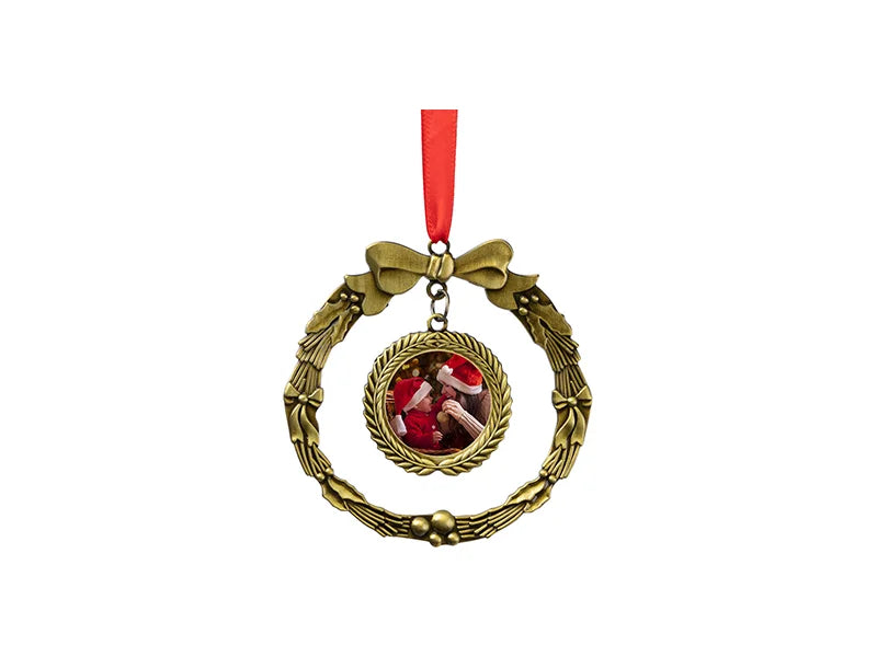 Round Wreath Metal Ornament(Gold)