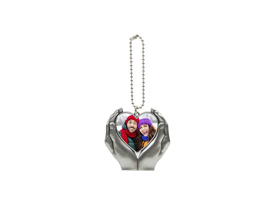 Sublimation Blanks Vintage Heart in Hands Ornament (Silver)