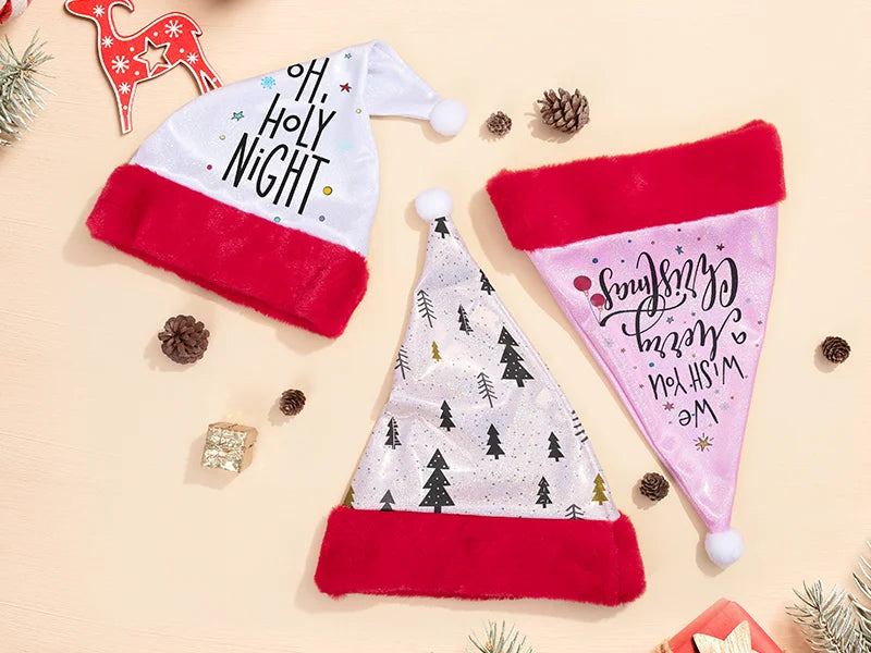 Sublimation Blanks Glitter Christmas Hat (White)