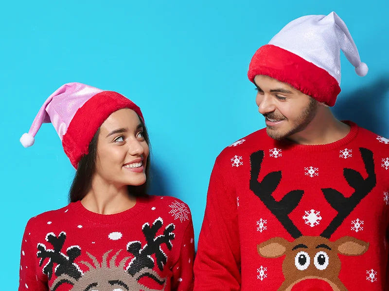 Sublimation Blanks Glitter Christmas Hat (White)