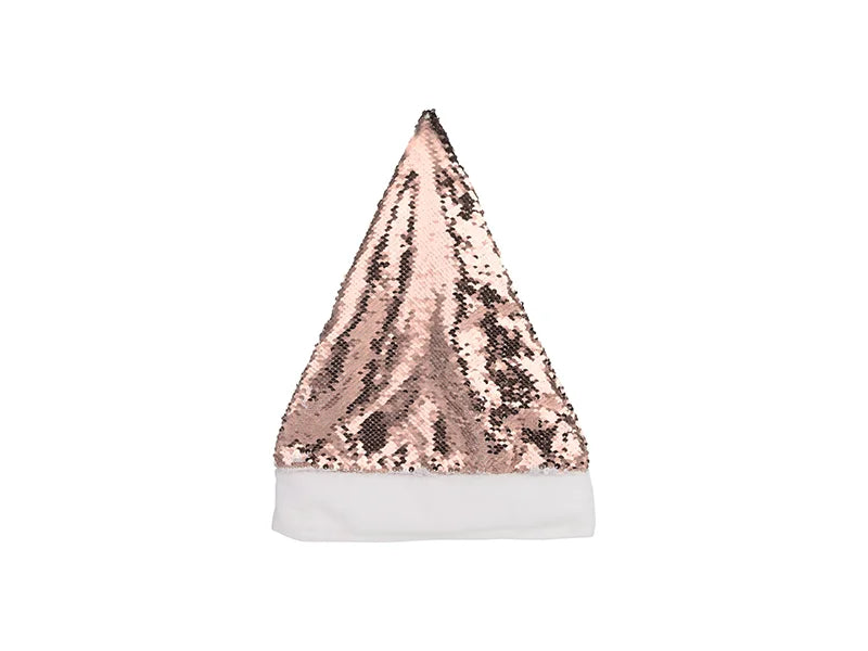 Sublimation Flip Sequin Santa Hat (Champagne W/ White)