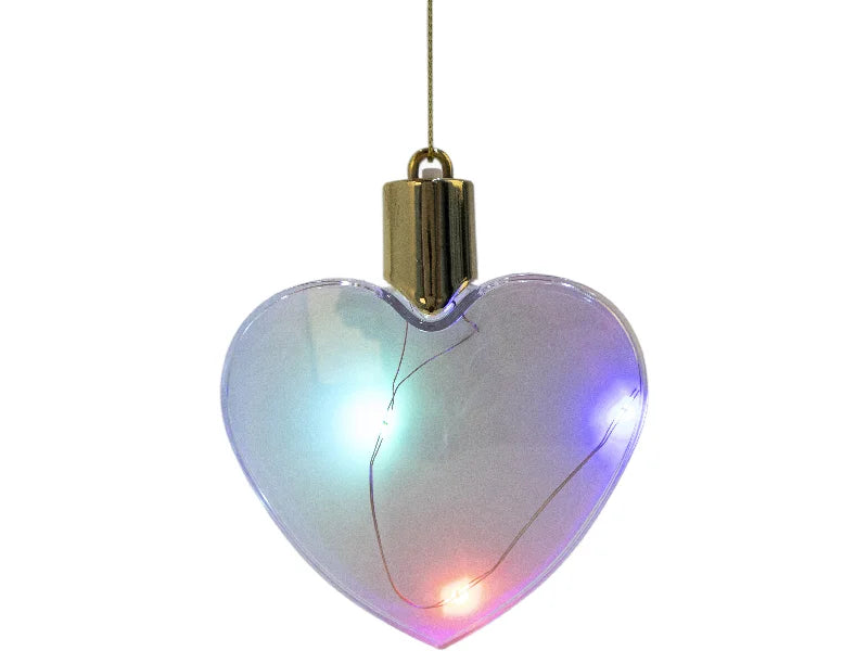 Sublimation 8cm Heart Shape Plastic Christmas Ball Ornament w/String