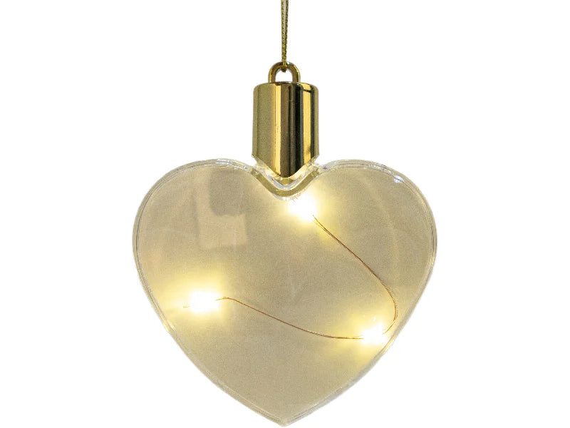 Sublimation 8cm Heart Shape Plastic Christmas Ball Ornament w/String