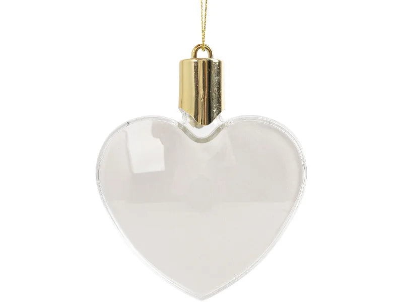 Sublimation 8cm Heart Shape Plastic Christmas Ball Ornament w/String