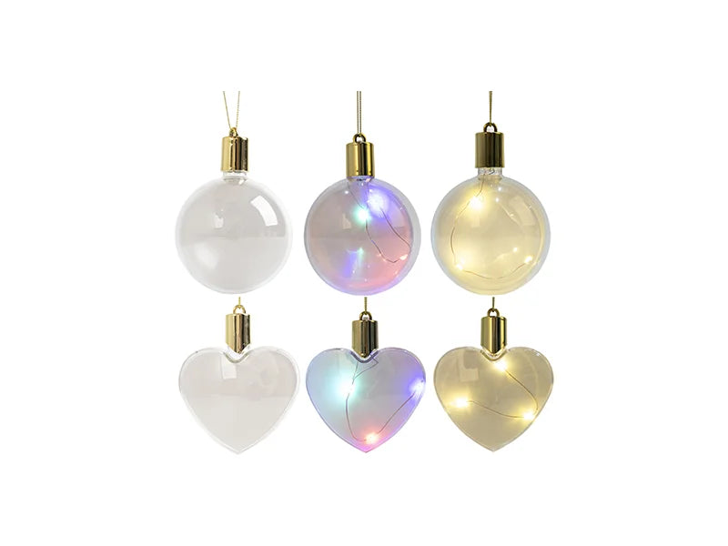 Sublimation 8cm Heart Shape Plastic Christmas Ball Ornament w/String