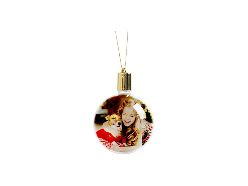 Sublimation 8cm RND Shape Plastic Christmas Ball Ornament w/String(Clear w/o light)