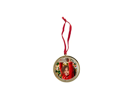 Sublimation Rotating Christmas Ornament w/Red String (Gold,8.5*9.2*1cm)