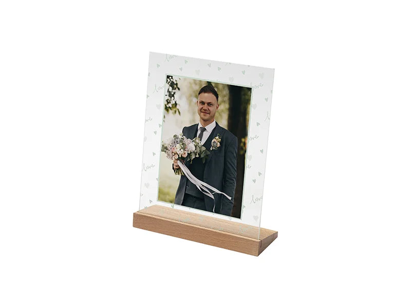 Sublimation Blanks Retangular Glass Photo Frame w/ White Patch (Blue LOVE, 20*25cm)