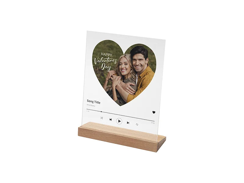 Sublimation Blanks Heart-shape Glass Photo Frame w/ White Patch (Music, 20*25cm)