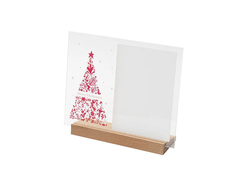 Sublimation Blanks Retangular Glass Photo Frame w/ White Patch (Christmas Tree, 20*25cm)