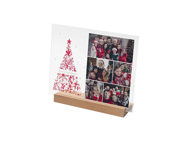 Sublimation Blanks Retangular Glass Photo Frame w/ White Patch (Christmas Tree, 20*25cm)