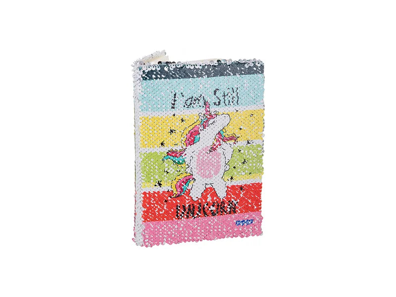 Sublimation A5 Sequin Notebook (Silver W/ White)