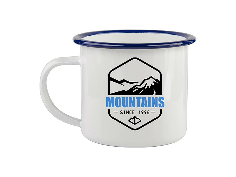 Sublimation 12oz/360ml Enamel Cup with Blue Rim