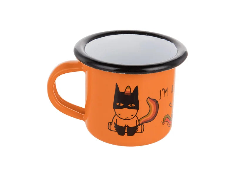 Sublimation 3oz/100ml Enamel Mug (Orange, Black Edge)