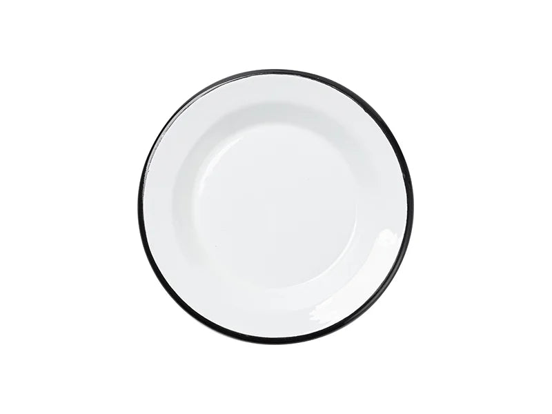 Sublimation Blanks White Round Enamel Plate(Black Edge, φ14.5cm)