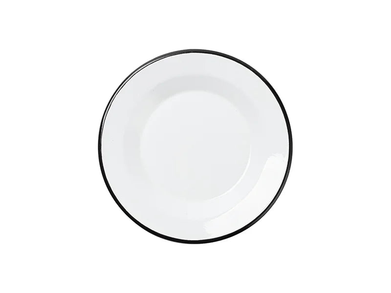 Sublimation Blanks White Round Enamel Plate(Black Edge, φ20.5cm)