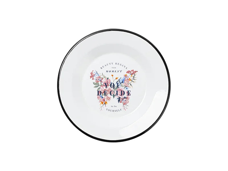 Sublimation Blanks White Round Enamel Plate(Black Edge, φ20.5cm)