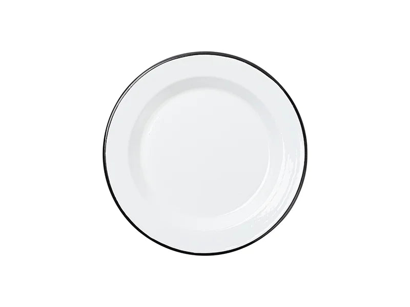Sublimation Blanks White Round Enamel Plate(Black Edge, φ24.5cm)