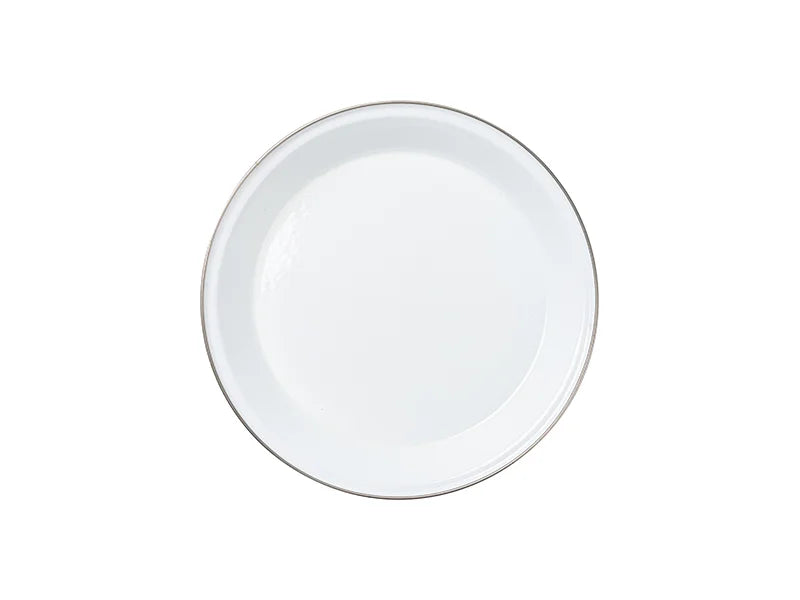 Sublimation Blanks White Round Enamel Plate(Silver Edge, φ25cm)