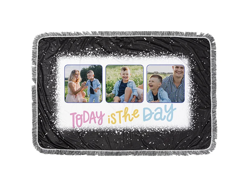 Sublimation Blanks Bleached Starry Plush Throw Blanket (Black Rectangle）
