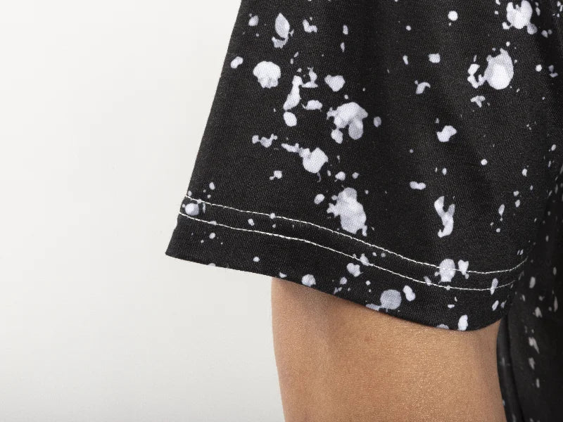 Black Bleached Starry Cotton Feeling T-shirt for Sublimation Printing