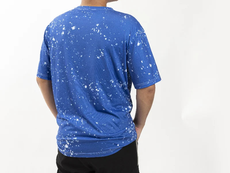 Blue Bleached Starry Cotton Feeling T-shirt for Sublimation Printing
