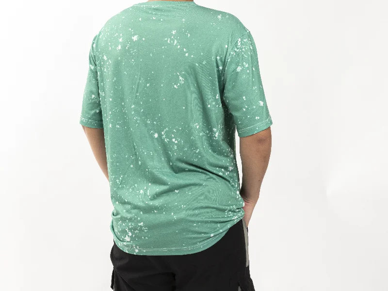 Green Bleached Starry Cotton Feeling T-shirt for Sublimation Printing