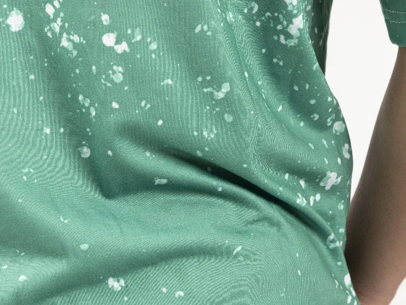 Green Bleached Starry Cotton Feeling T-shirt for Sublimation Printing