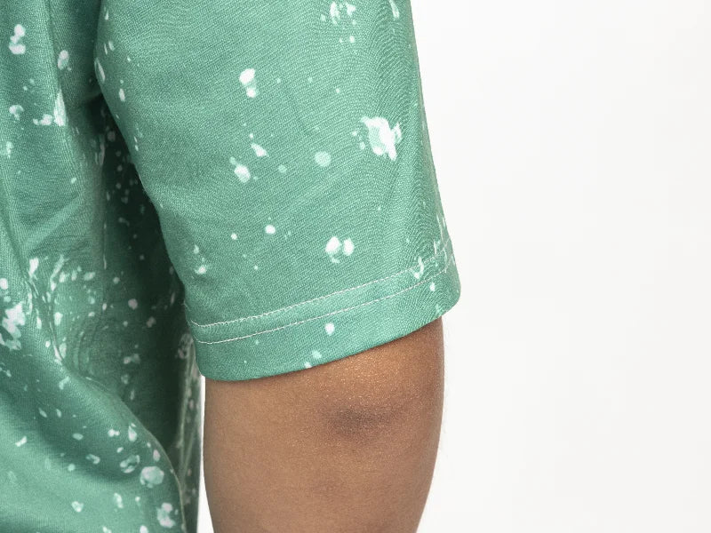 Green Bleached Starry Cotton Feeling T-shirt for Sublimation Printing