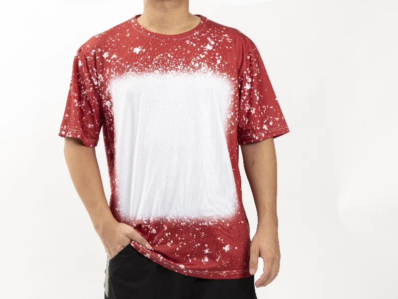 Red Bleached Starry Cotton Feeling T-shirt for Sublimation Printing