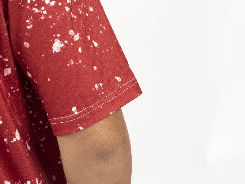 Red Bleached Starry Cotton Feeling T-shirt for Sublimation Printing