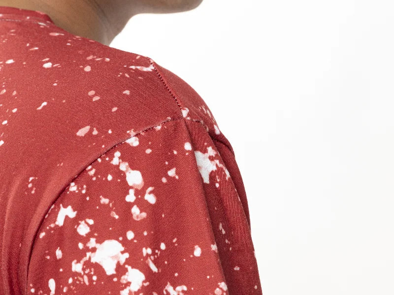 Red Bleached Starry Cotton Feeling T-shirt for Sublimation Printing