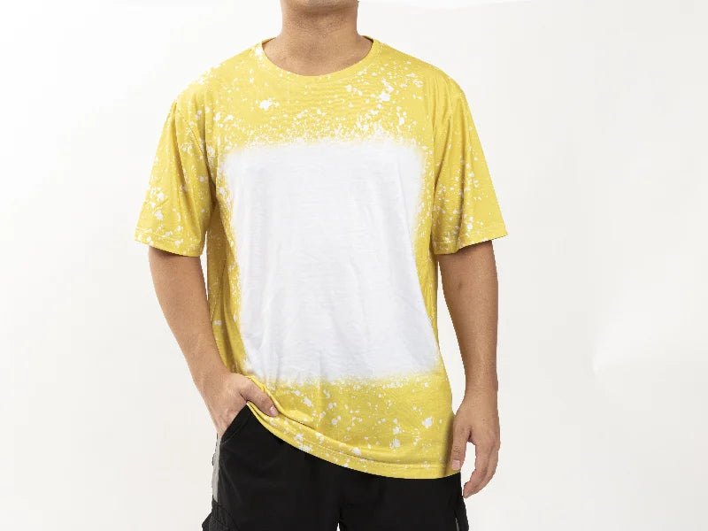 Yellow Bleached Starry Cotton Feeling T-shirt for Sublimation Printing