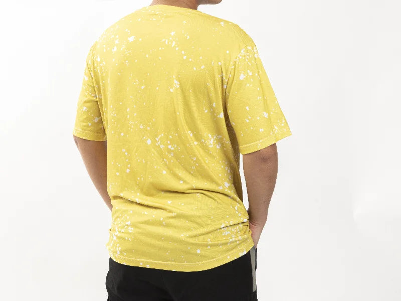 Yellow Bleached Starry Cotton Feeling T-shirt for Sublimation Printing